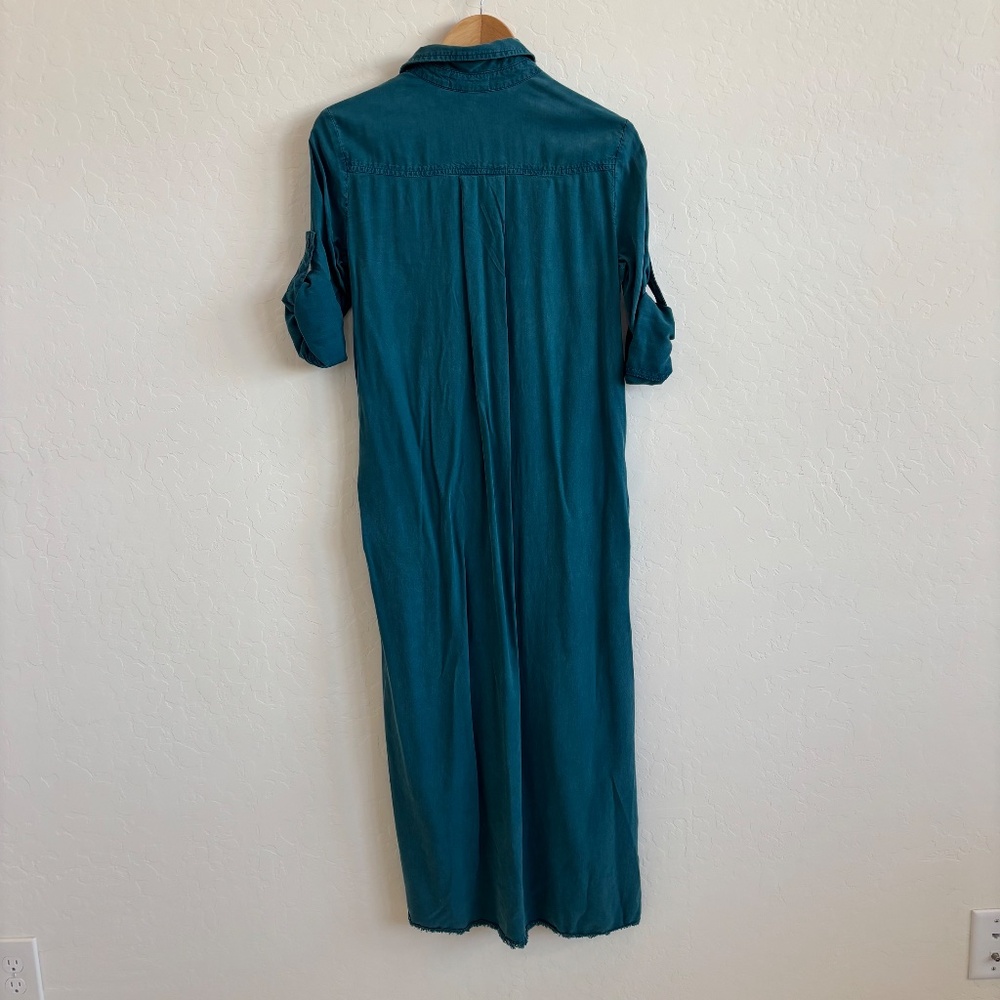 Cloth & Stone button-front maxi shirt dress in a teal blue , Size Small, western - Picture 6 of 11